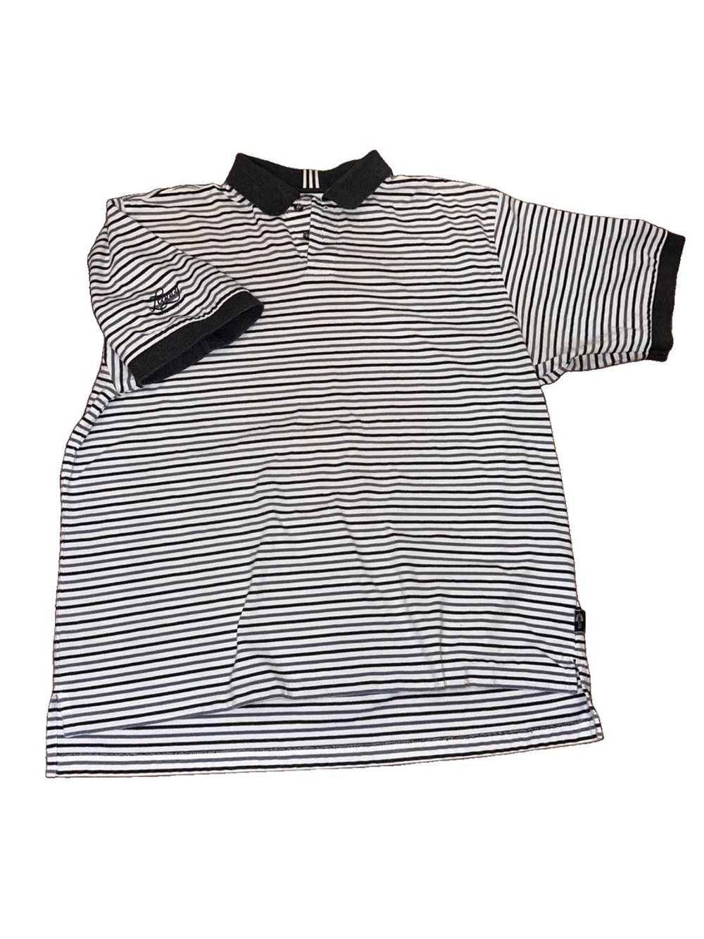 adidas Climalite Men's XL Gray/White Striped Polo Collared Legacy Pinehurst NC